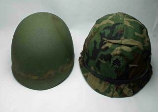 US M1 steel helmet Vietnam era with late 60s? liner and 1963 Mitchell camo cover 2
