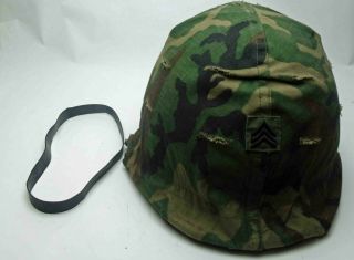 US M1 steel helmet Vietnam era with late 60s? liner and 1963 Mitchell camo cover 5
