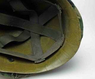 US M1 steel helmet Vietnam era with late 60s? liner and 1963 Mitchell camo cover 9