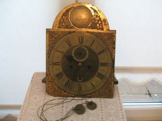 Antique Brass Faced / Grandfather Clock Movement / J.  Brice Sandwich