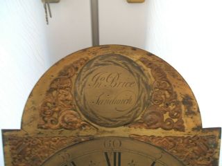 ANTIQUE BRASS FACED / GRANDFATHER CLOCK MOVEMENT / J.  BRICE SANDWICH 3