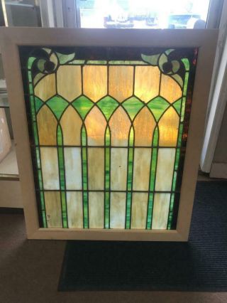 Victorian Stained Glass Church Window In A Frame - Sg5