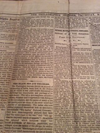 Philadelphia Newspaper Civil War Antique Paper 5/5 1864 Flotilla Gen Palmer Peck 11
