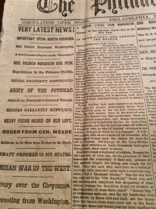 Philadelphia Newspaper Civil War Antique Paper 5/5 1864 Flotilla Gen Palmer Peck 4