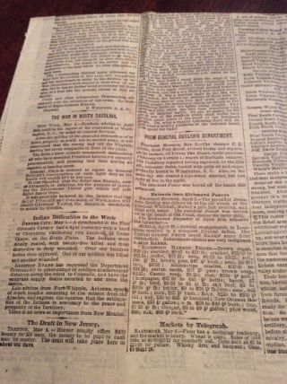Philadelphia Newspaper Civil War Antique Paper 5/5 1864 Flotilla Gen Palmer Peck 9