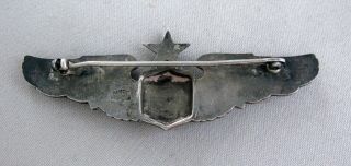 Vintage Amico WWII Sterling Silver Military Shield & Star PILOT WINGS PIN;H345 2