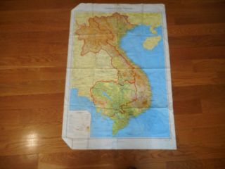 Rare Rubberized Early Vietnam War Map - 1962 Date - Special Forces Advisors