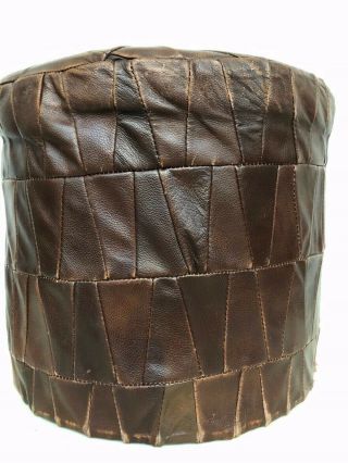 Vintage Leather Patchwork De Sede Style Pouf / ottoman 10