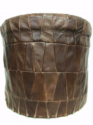 Vintage Leather Patchwork De Sede Style Pouf / Ottoman