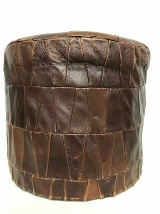 Vintage Leather Patchwork De Sede Style Pouf / ottoman 2