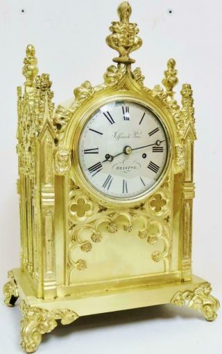 Antique English Cathedral 8Day Twin Fusee Bracket Clock Jefferies & Price Ormolu 2