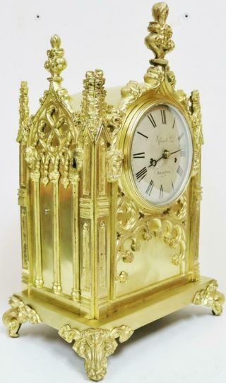 Antique English Cathedral 8Day Twin Fusee Bracket Clock Jefferies & Price Ormolu 3