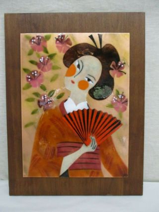 Signed Art 1960s Jd Judith Daner Mid Century Geisha Girl Lady 15x20 Art Painting