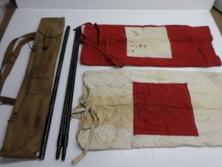 Vintage Wwii Us Army Flag Kit With Canvas Case & Shoulder Strap