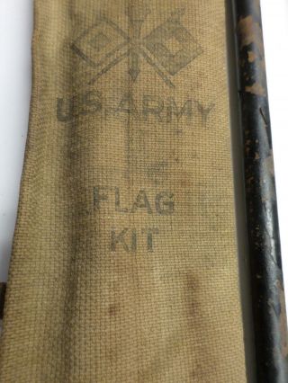 Vintage WWII US ARMY FLAG KIT with CANVAS CASE & SHOULDER STRAP 2