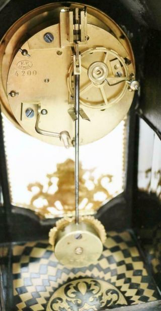 Fine Antique French 8 Day Black Shell Ormolu Inlaid Boulle Bracket Mantel Clock 12
