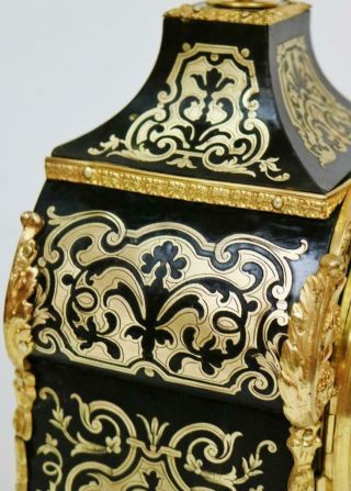 Fine Antique French 8 Day Black Shell Ormolu Inlaid Boulle Bracket Mantel Clock 5