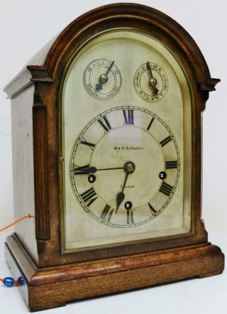 Antique Westminster Chime Musical Bracket Clock W&H 8 Day 5 Gong Mantel Clock 2