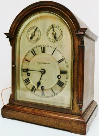 Antique Westminster Chime Musical Bracket Clock W&H 8 Day 5 Gong Mantel Clock 3