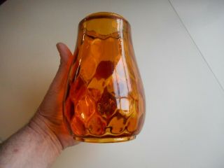 Rare Antique Honey Amber Pleated Lantern Globe.  Rare Glass Lantern Globe 6