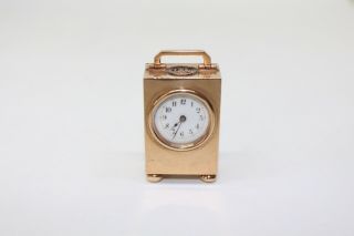 Miniature Carriage Clock 9k Gold Edward & Sons Early 20th Late 19th Century