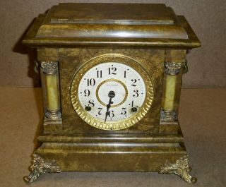 Vintage Seth Thomas Adamantine Mantle Clock / Faux Marble/ 89c Movement /antique