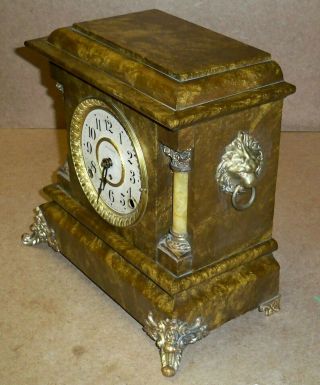 Vintage SETH THOMAS Adamantine Mantle Clock / Faux Marble/ 89C Movement /Antique 2