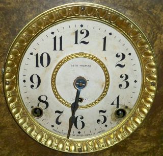 Vintage SETH THOMAS Adamantine Mantle Clock / Faux Marble/ 89C Movement /Antique 6
