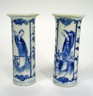 CHINESE BLUE & WHITE EXPORT PORCELAIN CUPBOARD GARNITURE VASES LONG ELIZA c1800 7