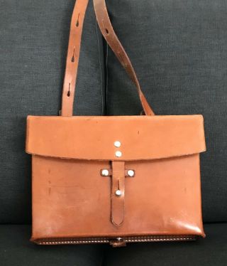 Vintage Leather Swiss Army Map Bag (1970s)
