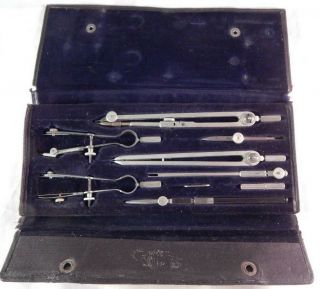 Antique Drafting Kit Kern Aarau 35 C 1890 Swiss 9 Piece