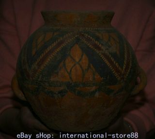 9.  2 " Rare Old China Dadiwan Pottery Dynasty Palace 2 Ear Pattern Tank Bottle Jar