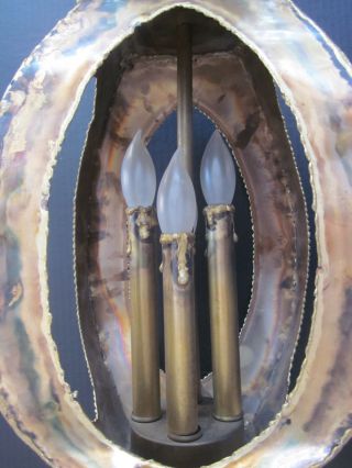 Brutalist Greene Feldman Jere Torch Cut Copper Chandelier Pendant Swag Lamp 22 