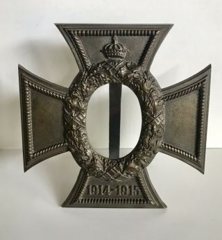 Rare Ww1 Imperial German 1914 - 1915 Iron Cross Crown Cast Metal Picture Frame