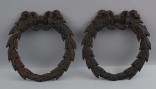 Pair Antique Cast Iron,  Bow & Wreath,  Architectural Fragments,  Nr