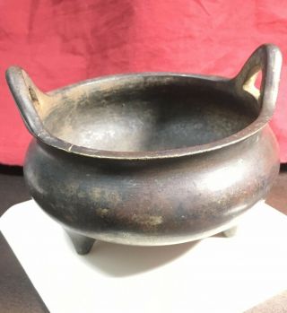 Antique Chinese Qing Dynasty Bronze Four Character Mark Censer