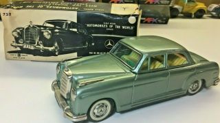1950s Mercedes Benz 219 Sedan Japan Tin Friction Car W.  Box Bandai Toy Vintage
