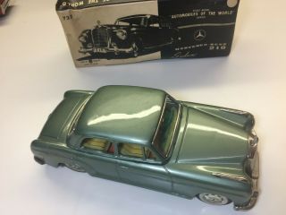1950s MERCEDES BENZ 219 SEDAN JAPAN TIN FRICTION CAR W.  BOX BANDAI TOY VINTAGE 7
