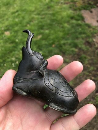 CHINESE 19TH CENTURY QING DYNASTY BRONZE ELEPHANT WATER DROPPER SCHOLARS ITEM 11