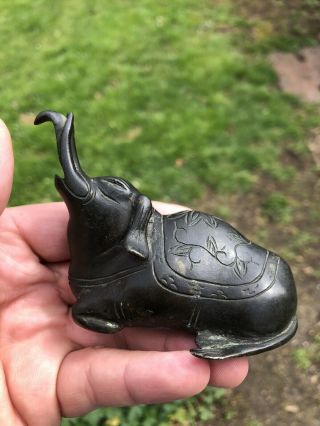 CHINESE 19TH CENTURY QING DYNASTY BRONZE ELEPHANT WATER DROPPER SCHOLARS ITEM 4