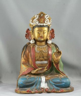 Magnificent Antique Chinese Gilded Bronze Seated Amitabha Buddha Circa 1790s