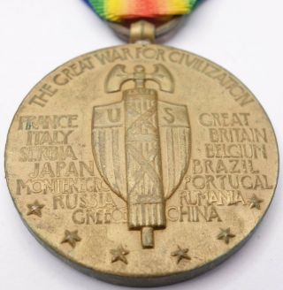 US WW1 Victory Medal with 5 campaign bars.  The great war for civilization 9