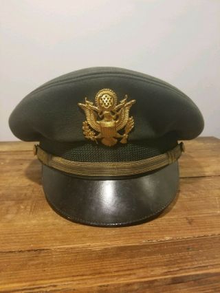 Ww2 Vintage Us Army Air Force 50 Mission Crusher Hat Bancroft Green Black 7 1/8