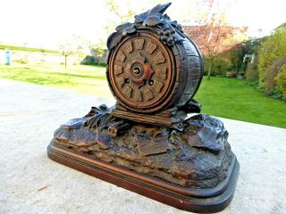 Rare Antique Black - Forest Carved Mantel Clock.  Not Cuckoo