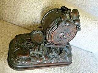 RARE ANTIQUE BLACK - FOREST CARVED MANTEL CLOCK.  not cuckoo 9