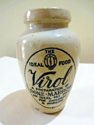 Antique Virol Pot Stoneware Jar Ideal Food A Preparation Bone Marrow Children " F