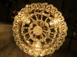 Antique Vnt French BIG Basket Crystal Chandelier Lamp Lustre 1940 ' s 14in Ø dmtr - 7