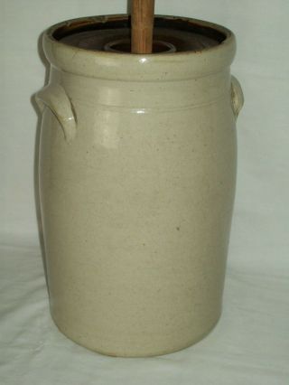 Antique 2 Stoneware Butter Churn Crock With Lid & Dasher / Vintage Butter Churn 5