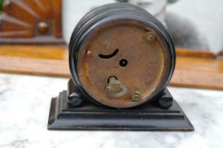 Vintage 1920 ' s French Art Deco Table Clock Solid Ebony Case Design CHIC 5