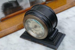 Vintage 1920 ' s French Art Deco Table Clock Solid Ebony Case Design CHIC 8